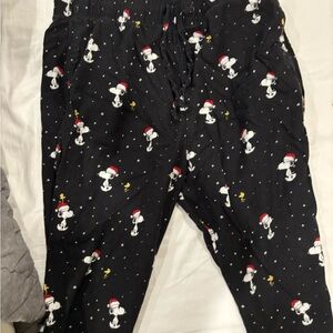 Hollister Black Snoopy Graphic "24/7 Pajama Pants" Size Large